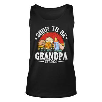 Soon To Be Grandpa 2024 Retro Pregnancy Announcement Dad Tank Top - Seseable