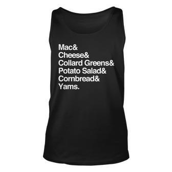 Soul Food Sides Dish List - Thanksgiving Homecooked Meal Unisex Tank Top | Mazezy