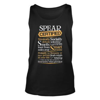 Spear Name Gift Certified Spear Unisex Tank Top - Seseable
