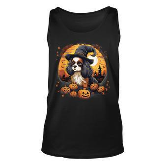 Spooky Cavalier King Charles Spaniel Dog Witch Halloween Tank Top - Monsterry CA