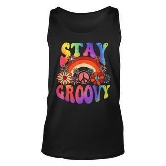 Stay Groovy Peace Sign Love 60S 70S Tie Dye Hippie Halloween Tank Top | Mazezy