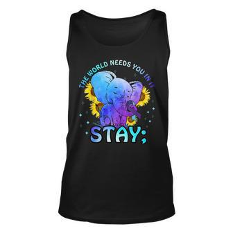 Stay The World Needs You Elephant 988 Suicide Prevention Tank Top - Monsterry