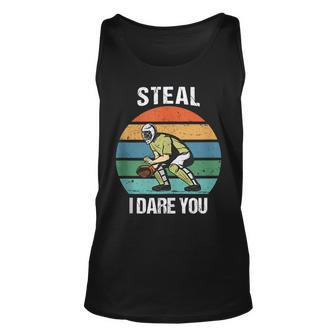 Steal I Dare You Retro Vintage Baseball Funny Quote Gift Unisex Tank Top | Mazezy