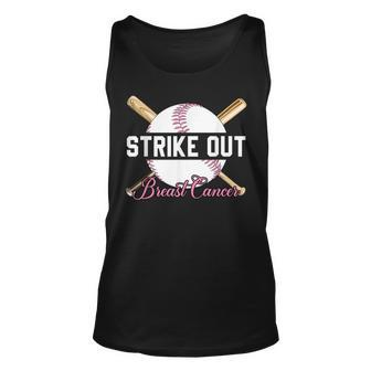 Strike Out Breast Cancer Awareness Month Baseball Fight Pink Tank Top | Mazezy