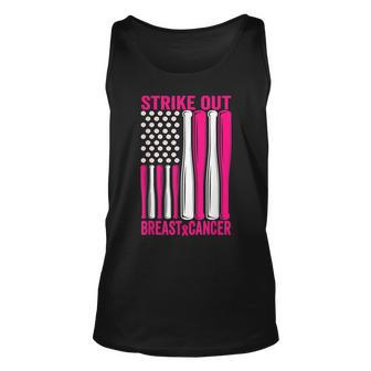 Strike Out Breast Cancer Awareness Softball Us Flag Tank Top | Mazezy