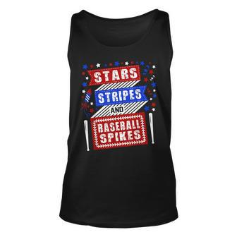 Stripes Stars And Baseball Spikes 4Th Of July Independence Unisex Tank Top | Mazezy UK