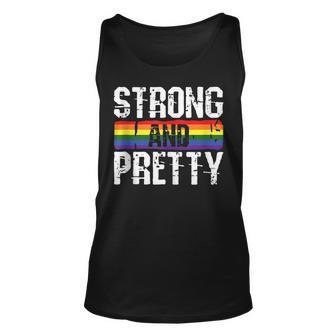 Strong And Pretty Gay Pride Gym Lifting Workout Lgbtq Ally Unisex Tank Top | Mazezy