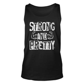 Strong And Pretty Gym Workout Fitness Quote Motivational Unisex Tank Top | Mazezy