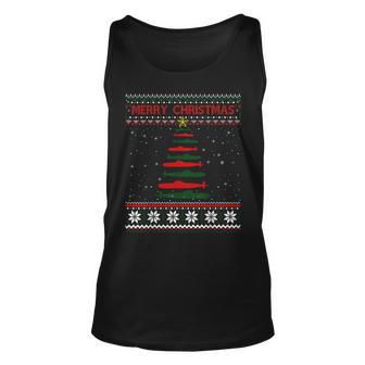 Submarine Navy Military Tree Ugly Christmas Sweater Tank Top - Monsterry CA