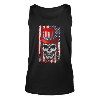Sugar Skull Sunglasses Usa Flag Memorial Day 4Th Of July Unisex Tank Top | Mazezy