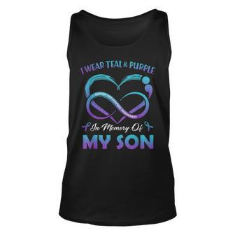 Suicide Awareness I Wear Teal & Purple In Memory Of My Son Tank Top - Monsterry