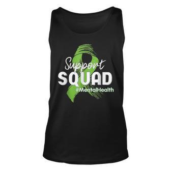 Support Squad Mental Health Awareness Lime Green Ribbon Unisex Tank Top - Seseable