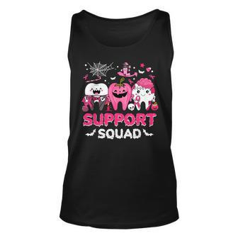 Support Squad Tooth Pumpkin Dental Halloween Breast Cancer Tank Top | Mazezy