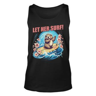 Surfing Otter 841 Funny Cute Let Her Surf Unisex Tank Top - Thegiftio UK