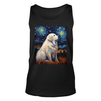 Surreal Starry Night Great Pyrenees Dog Tank Top - Seseable