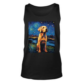 Surreal Starry Night Labrador Retriever Dog Unisex Tank Top | Mazezy