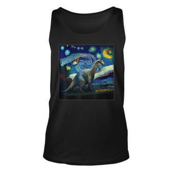 Surrealism Starry Night Edmontosaurus Unisex Tank Top - Seseable