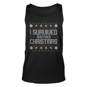 I Survived Another Christmas Ugly Christmas Sweater Tank Top - Monsterry