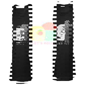Sushi Roll Lets Roll Funny Japanese Design Unisex Tank Top | Mazezy