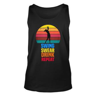 Swing Swear Drink Repeat Golfer Golf Lovers Quote Golf Tank Top | Mazezy