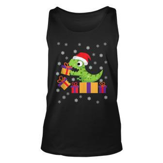 T-Rex Christmas Dinosaur Ugly Christmas Sweater Tank Top - Monsterry CA