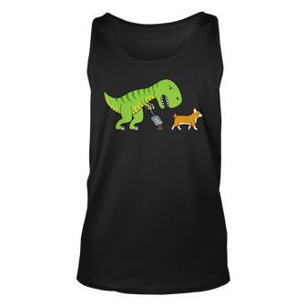 T-Rex Dinosaur Poop Corgi Dog Unisex Tank Top | Mazezy
