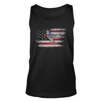 T6 Texan Tech Drawing Wwii Airplane Trainer Flag Pilot Vet Unisex Tank Top | Mazezy