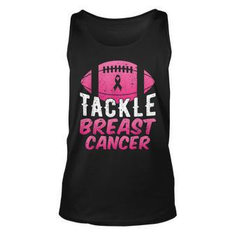 Tackle Breast Cancer Football Pink Ball Ribbon Awareness Tank Top - Seseable