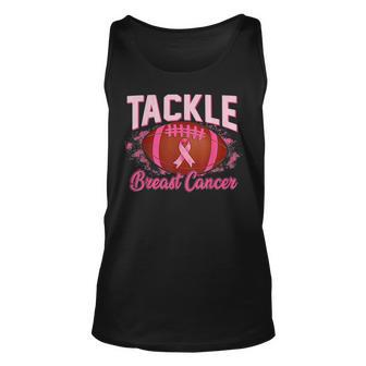 Tackle Football Pink Ribbon Warrior Breast Cancer Awareness Tank Top | Mazezy