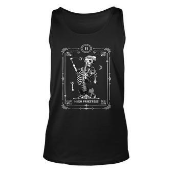 Tarot Card High Priestess Skeleton Skull Horror Goth Occult Tarot Tank Top | Mazezy