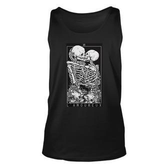 Tarot Card Kissing Skeleton Love Skull Bones Horror Goth Love Tank Top | Mazezy
