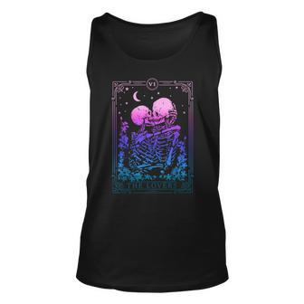 Tarot Card Kissing Skeleton Lovers Skull Bones Horror Goth Tarot Tank Top | Mazezy