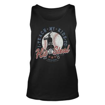 I Teach My Kids To Hit And Steal Baseball Coaching Softball Tank Top | Mazezy CA