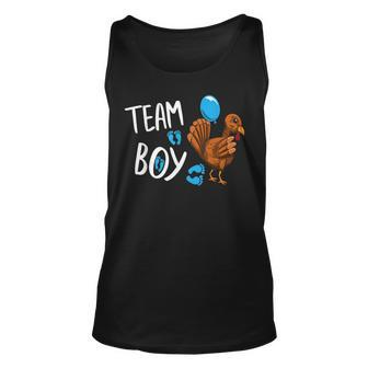 Team Boy Gender Reveal Baby Shower Announcement Turkey Unisex Tank Top | Mazezy