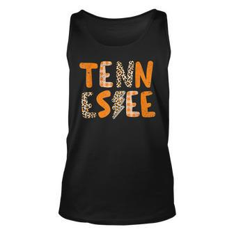 Tennessee State Flag Orange Plaid Leopard Tank Top | Mazezy