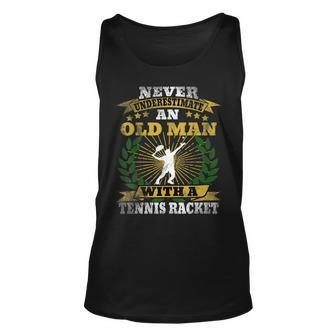 Tennis Never Underestimate An Old Man Retro Man Tank Top | Mazezy