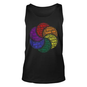 Thank You In 14 Different Languages Cool Thanksgiving Unisex Tank Top | Mazezy