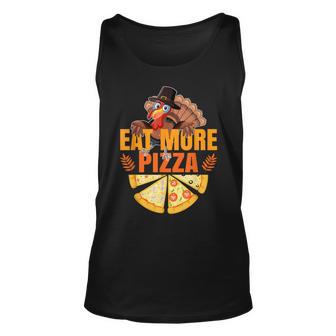 Thanksgiving Design - Eat More Pizza Turkey Day Unisex Tank Top - Thegiftio UK