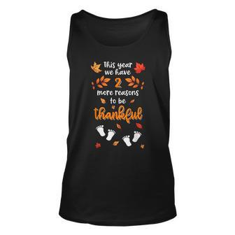 Thanksgiving Twin Baby Pregnancy Announcement Baby Feet Unisex Tank Top | Mazezy