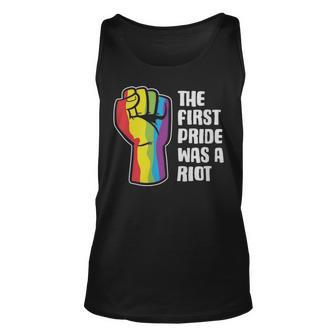 The First Pride Was A Riot Funny Gender Fluid Gift - The First Pride Was A Riot Funny Gender Fluid Gift Unisex Tank Top - Monsterry AU