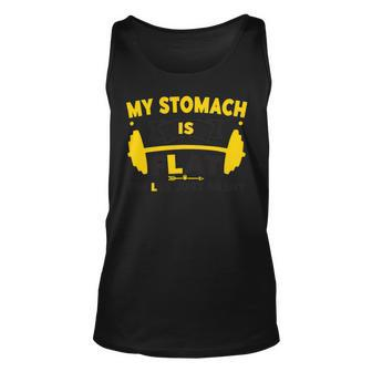 The L Is Just Silent Fitness Gym Humor My Stomach Is Flat Unisex Tank Top - Monsterry