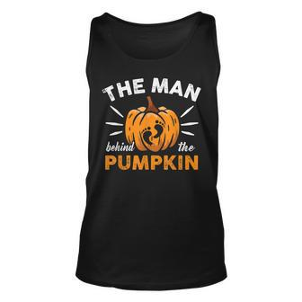 The Man Behind The Pumpkin Dad Soon Halloween Pregnancy Unisex Tank Top | Mazezy
