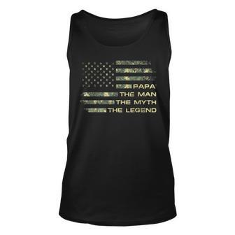 The Man The Myth The Legend Papa Fathers Day Camo Us Flag Unisex Tank Top - Thegiftio UK