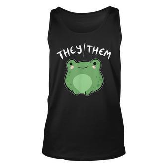 They Them Pronouns Frog Cute Nonbinary Queer Aesthetic Unisex Tank Top | Mazezy UK