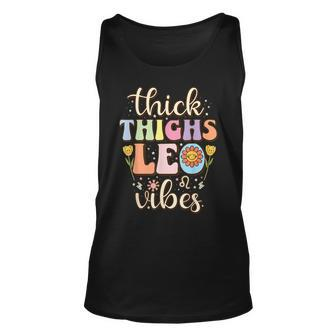 Thick Thighs Leo Vibes Zodiac Sign July August Birthday Leo Unisex Tank Top - Thegiftio UK