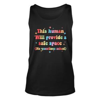 This Human Will Provide A Safe Space Gay Right Lgbtq Pride Unisex Tank Top | Mazezy