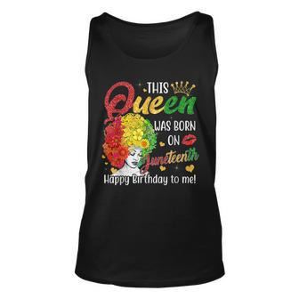 This Queen Was Born On Junenth Happy Birthday To Me Black Unisex Tank Top | Mazezy