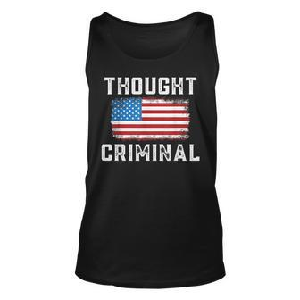 Thought Criminal Free Thinking Free Speech American Flag Unisex Tank Top | Mazezy