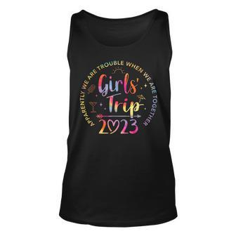 Tie Dye Girls Trip 2023 Trouble When We Are Together Unisex Tank Top - Seseable
