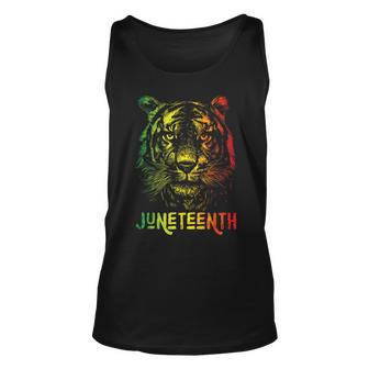 Tiger Junenth Cool Black History African America Flag Unisex Tank Top | Mazezy